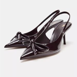 Zara Burgundy Patent Slingback Heels